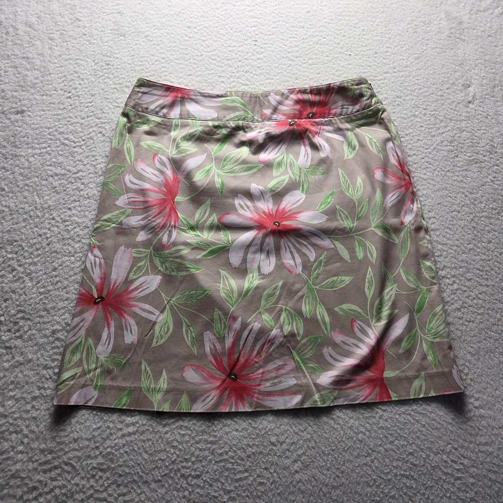 Talbots Skirt Womens 12 Multicolor Floral A-Line Knee Length Satin Lined Stretch